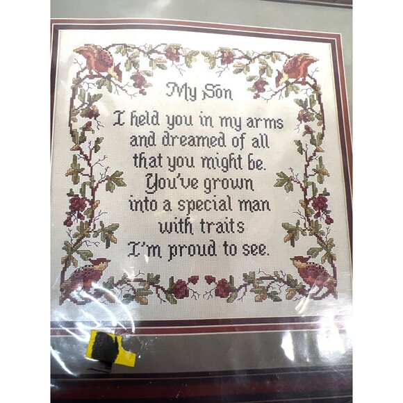 Classic Cross Stitch Kit My Son" By Cross My Heart Inc. Pre-Sorted Carded Floss - Picture 2 of 5